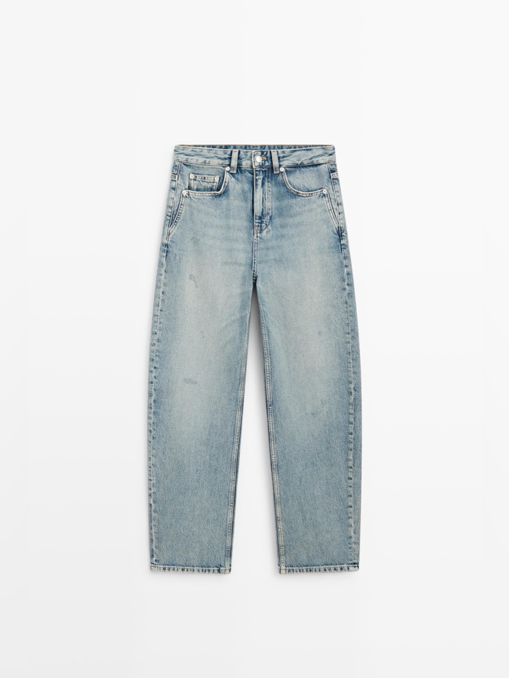 NEW Zara Light Wash Relaxed Fit Barrel Jeans Sz 8